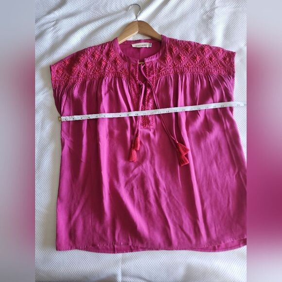 Calme Johnny Was blouse peaseant embroidery boxi bohemian - Picture 6 of 8